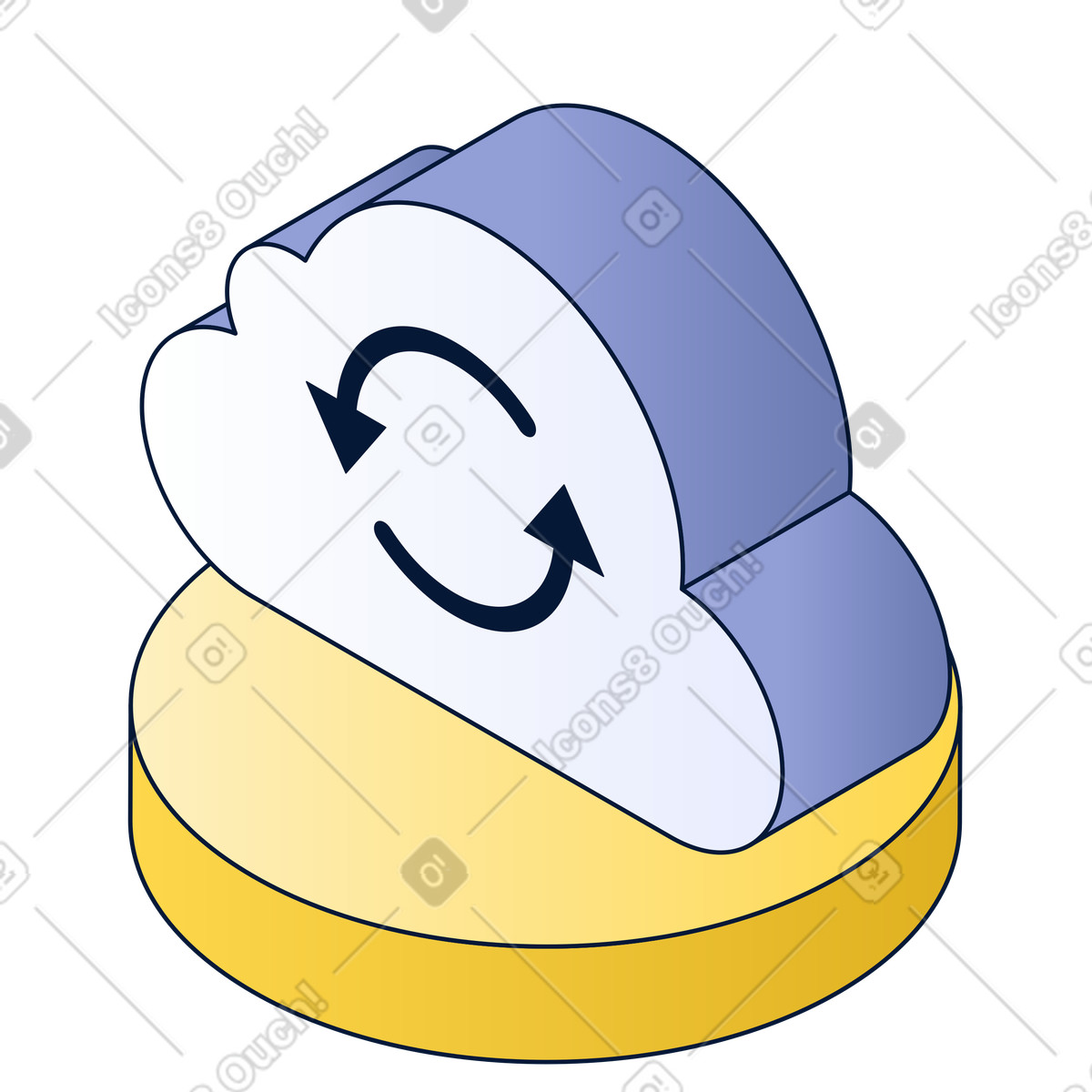 Cloud icon with sync arrows, data backup and file synchronization illustration in Neat style download in PNG, SVG