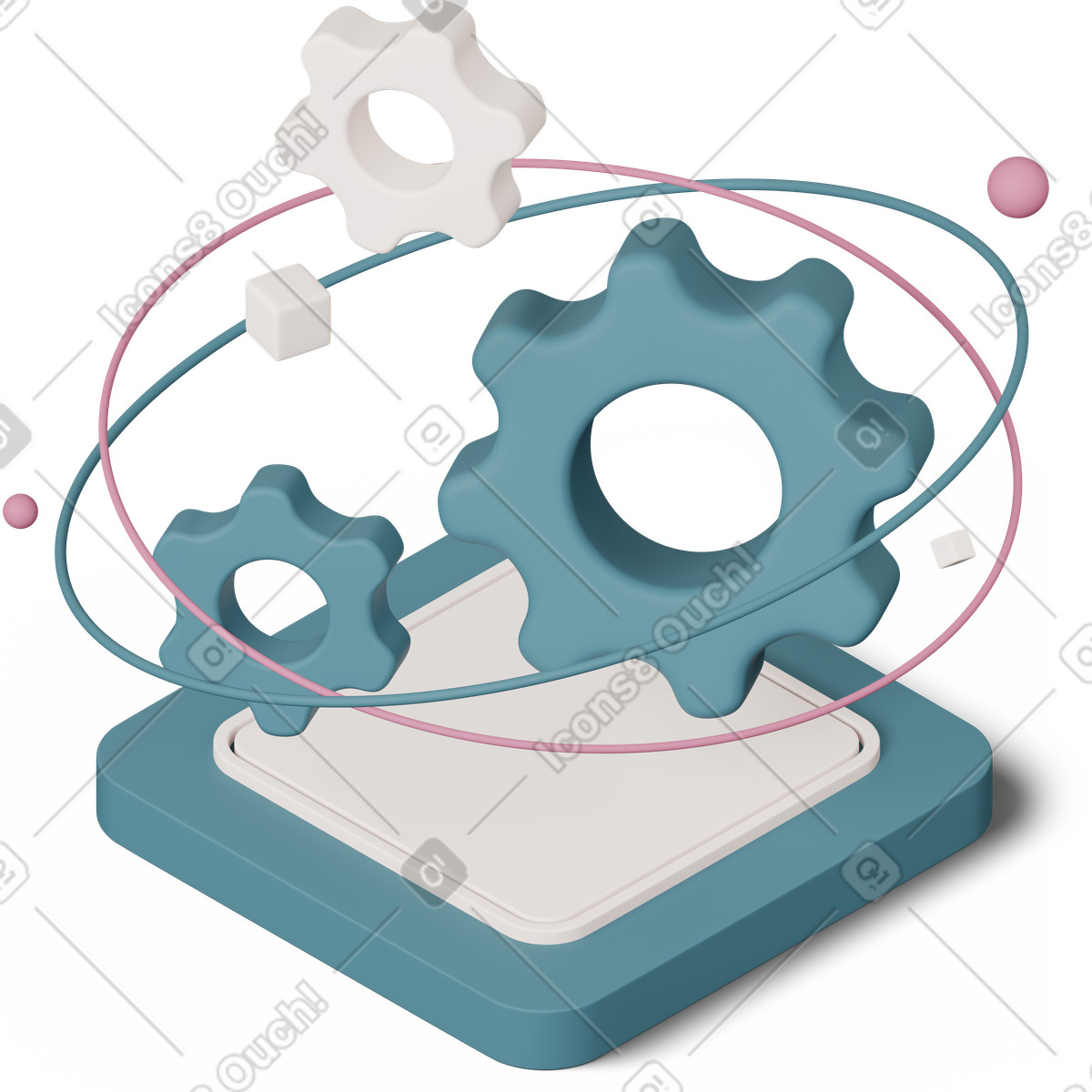 3D Casual life スタイルの Floating gears のイラストをPNG、SVG形式でダウンロード