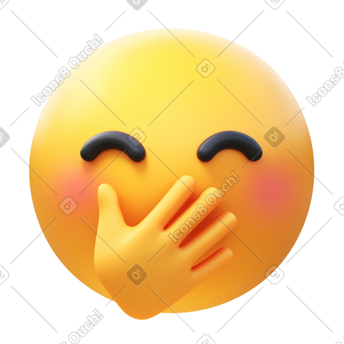 Face with hand over mouth illustration in 3D Fluency style download in PNG, SVG