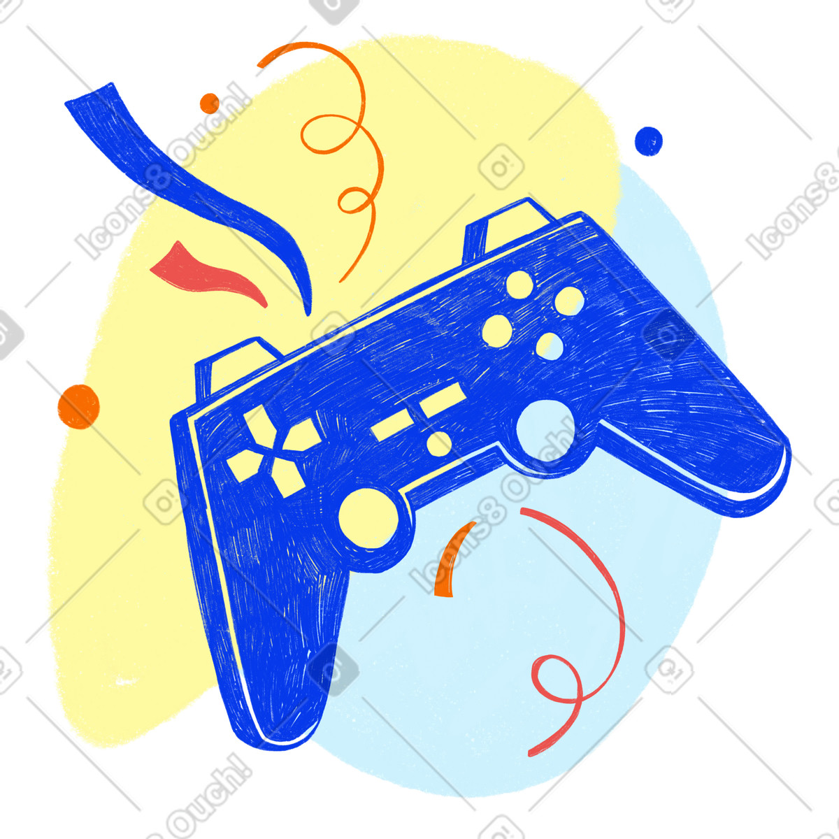 Joystick da gioco con coriandoli illustrazione in stile Biro scarica in PNG, SVG