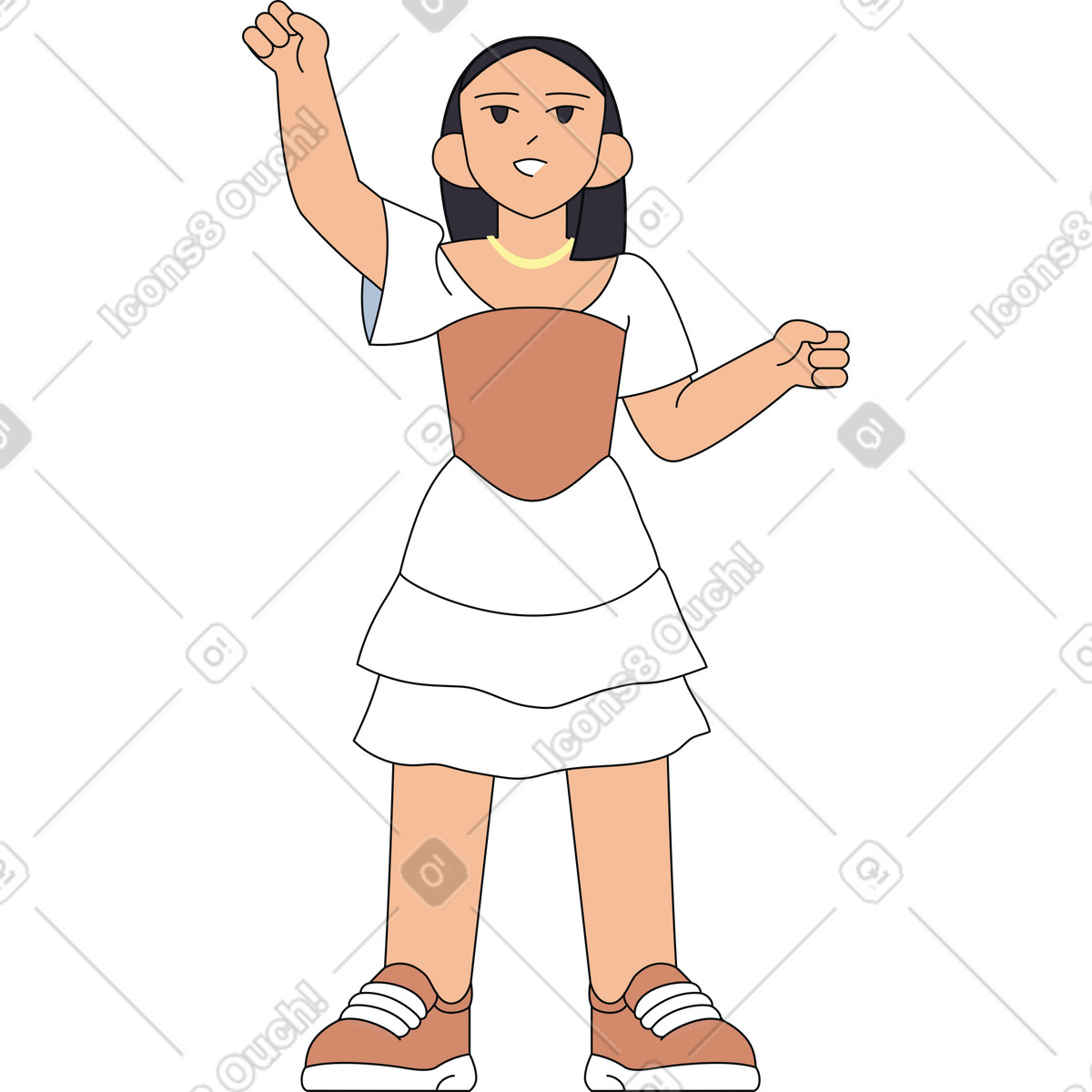 Woman looking up illustration in Teko style download in PNG, SVG