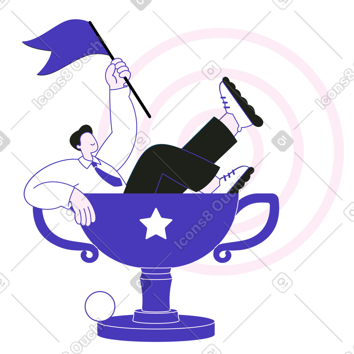Goal achievement illustration featuring a golden trophy clipart for graphics download in PNG, GIF