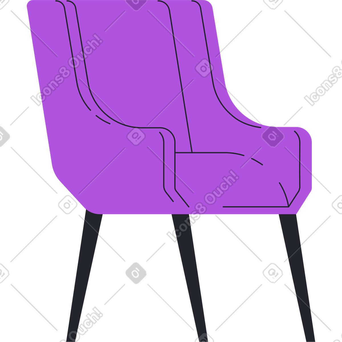 Dark purple armchair illustration in Grapy style download in PNG, SVG