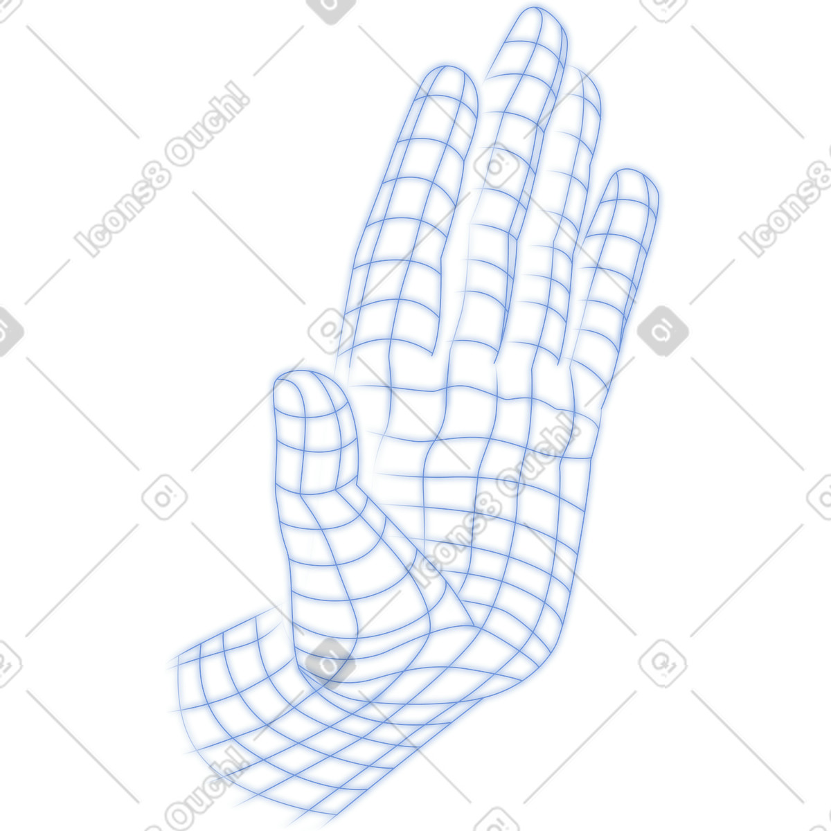 Wireframe hand illustration in Dimension style download in PNG, SVG