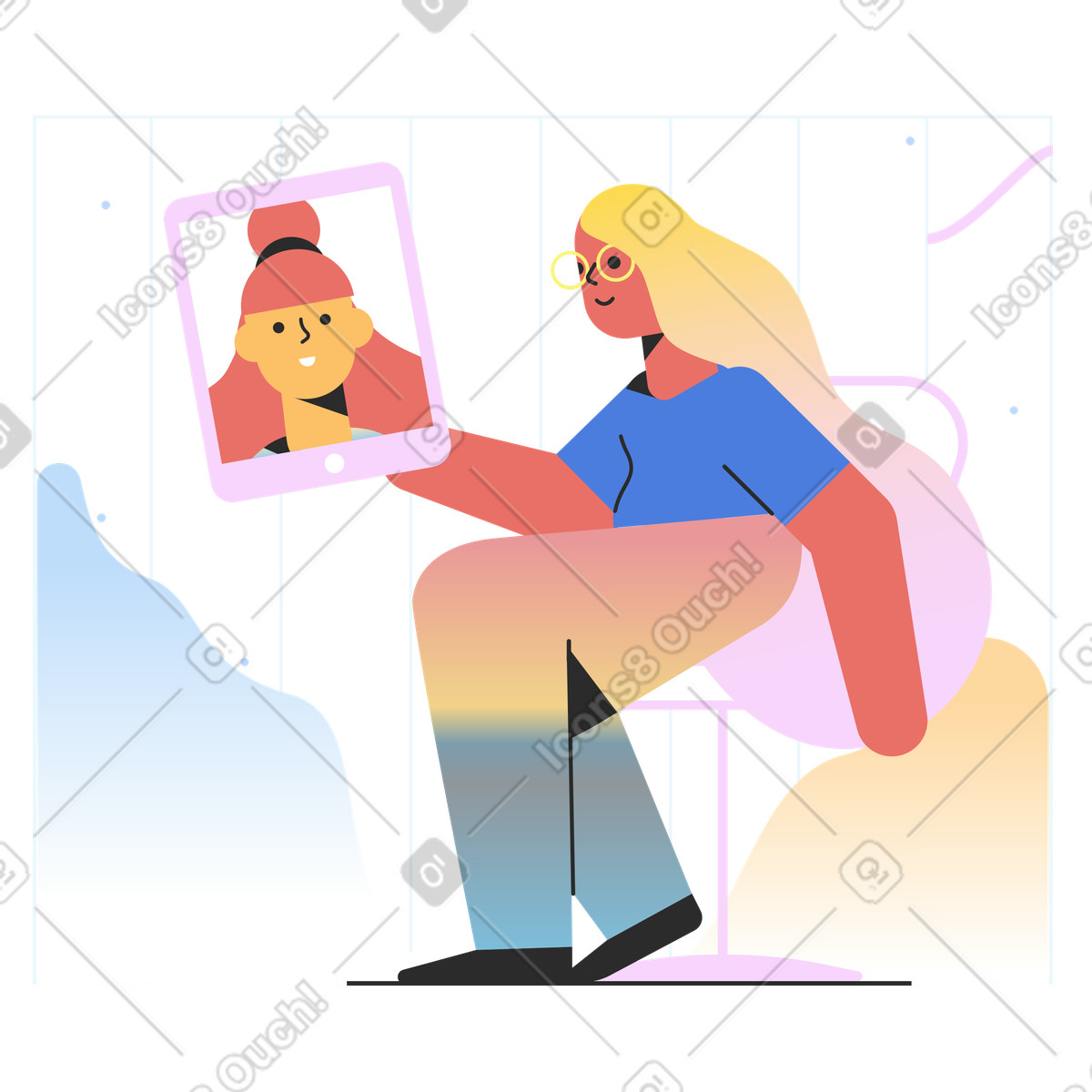 Ilustração de Ligação online em no estilo Marginalia para baixar em PNG, SVG