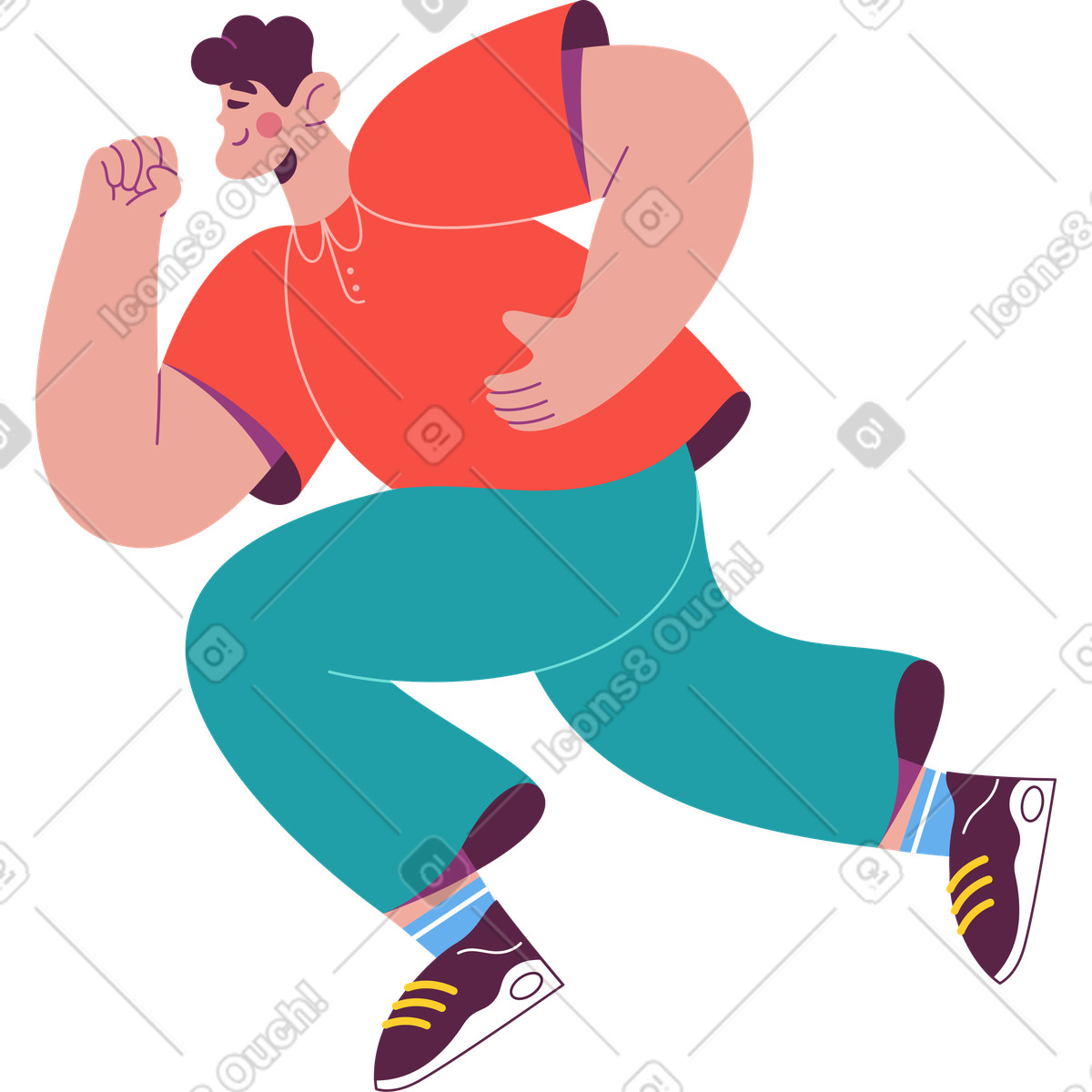 Mann läuft-Illustration im Sammy-Stil als Download in PNG, SVG