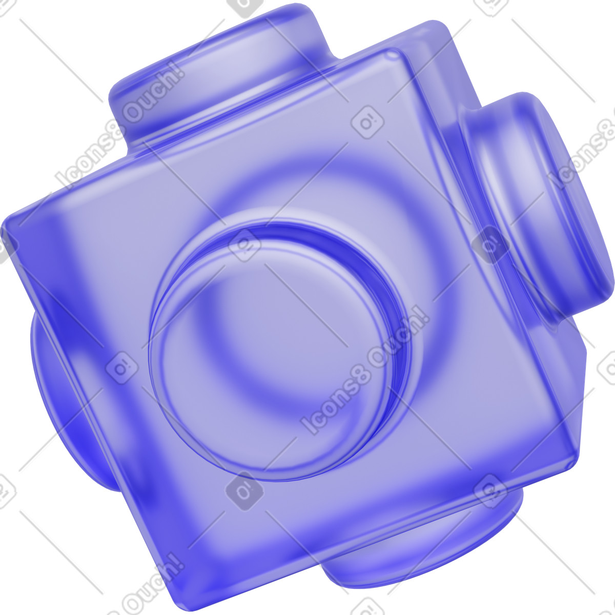 Illustration Objet en plastique violet 3d, bloc de connexion translucide, pièce construction géométrique dans le style 3D Playful à télécharger aux formats PNG, SVG