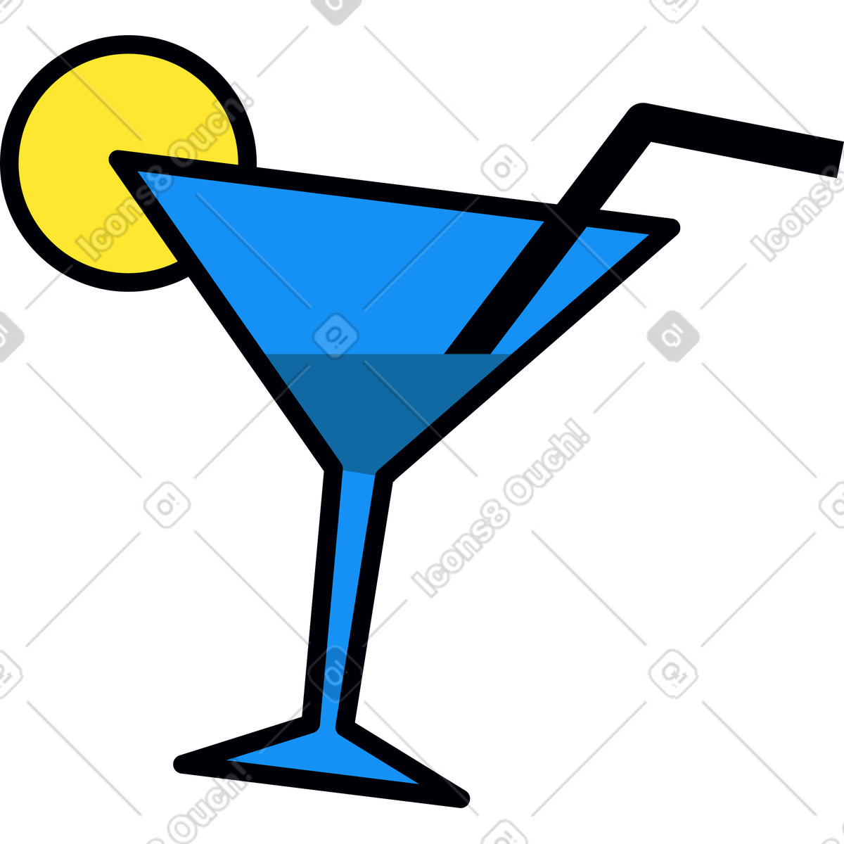 Cocktail al limone illustrazione in stile Droll scarica in PNG, SVG