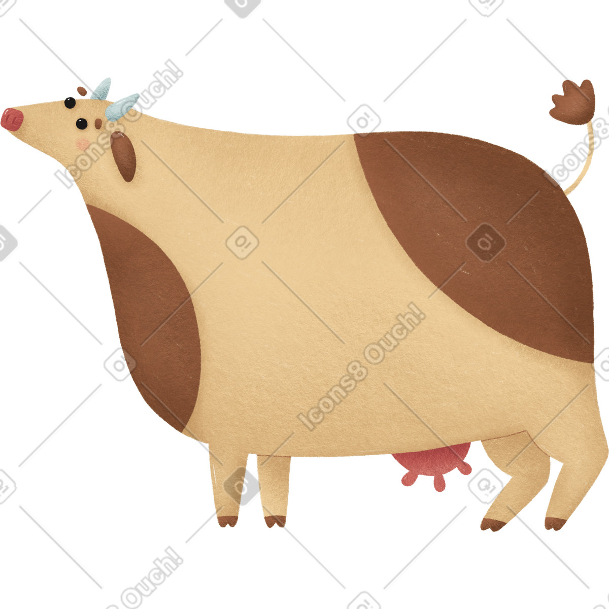 Kuh-Illustration im Woolly-Stil als Download in PNG, SVG