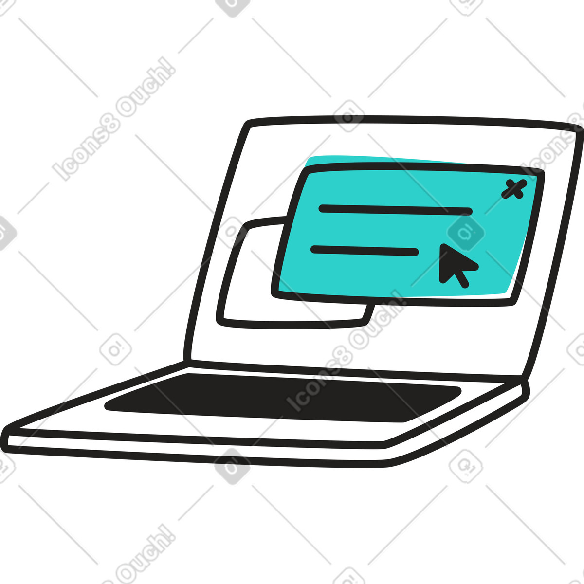 Computer portatile con finestre e cursore illustrazione in stile Little scarica in PNG, SVG