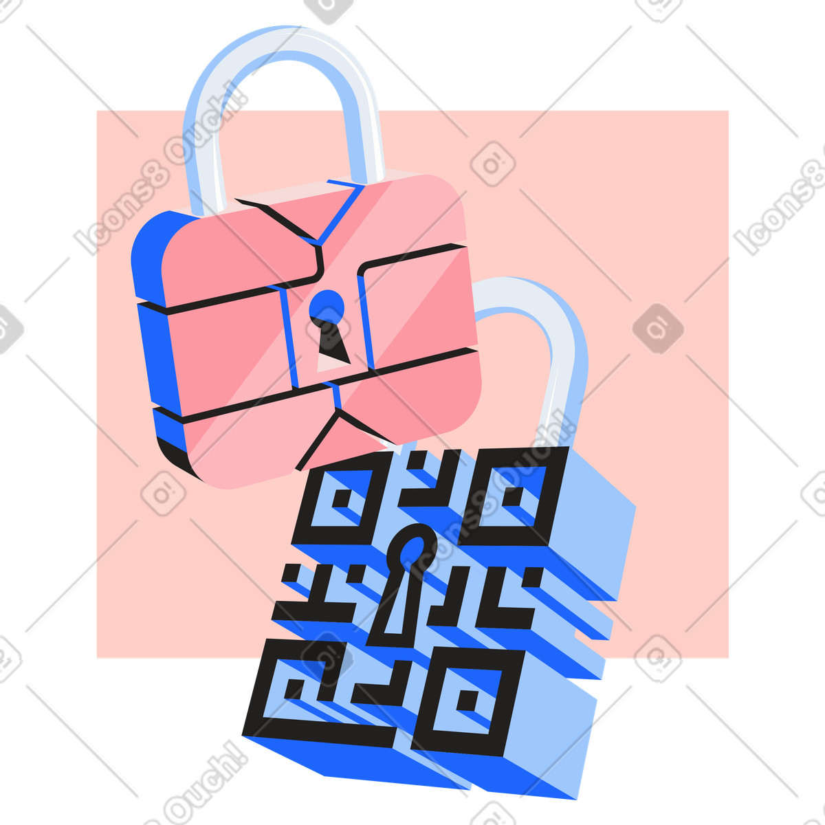 Иллюстрация Динамический qr-код с защитой паролем в стиле Editorial — скачать в форматах PNG, SVG
