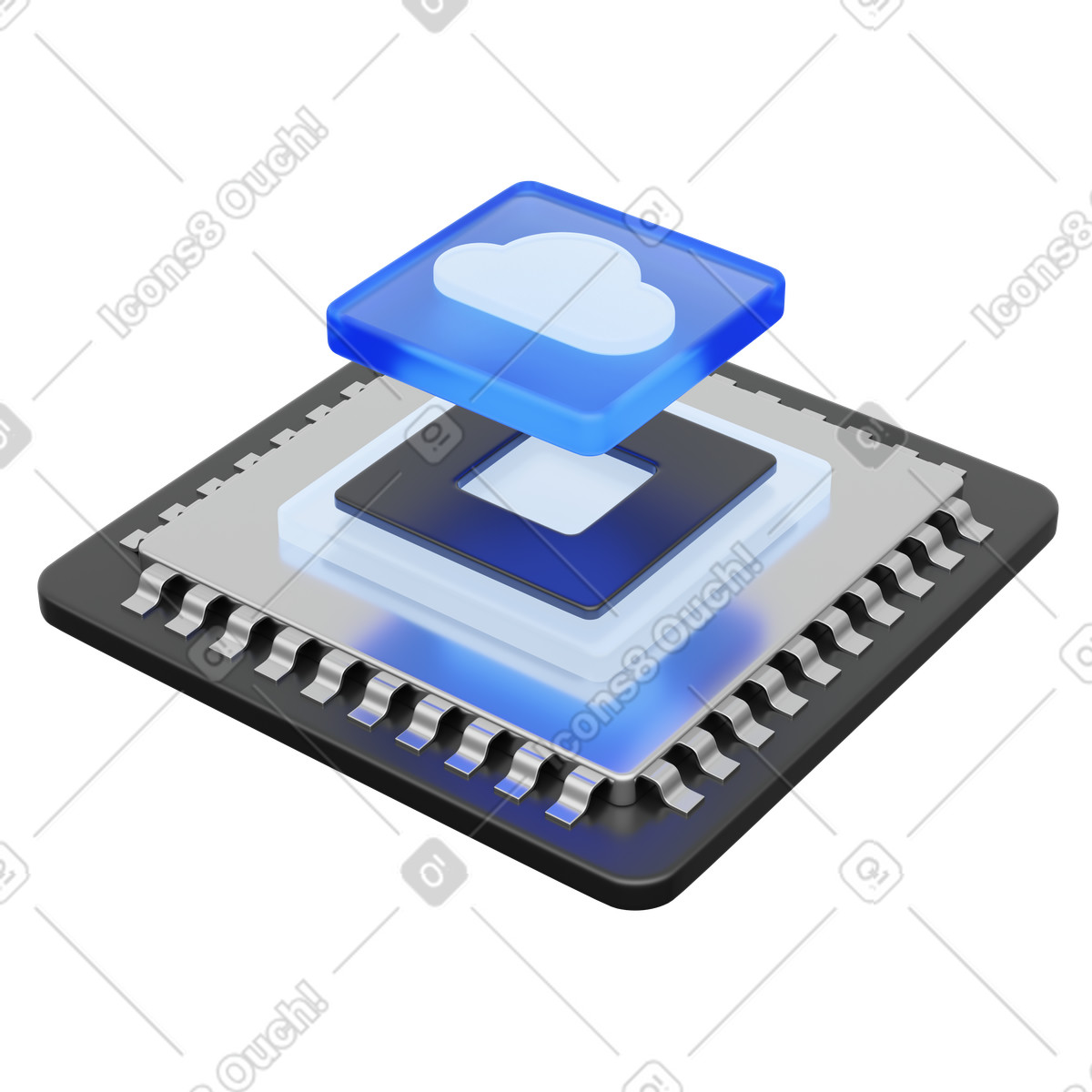 3D Playful 스타일의 Microchip cloud computing concept showing integrated processor and online storage technology 일러스트레이션 PNG, SVG 다운로드