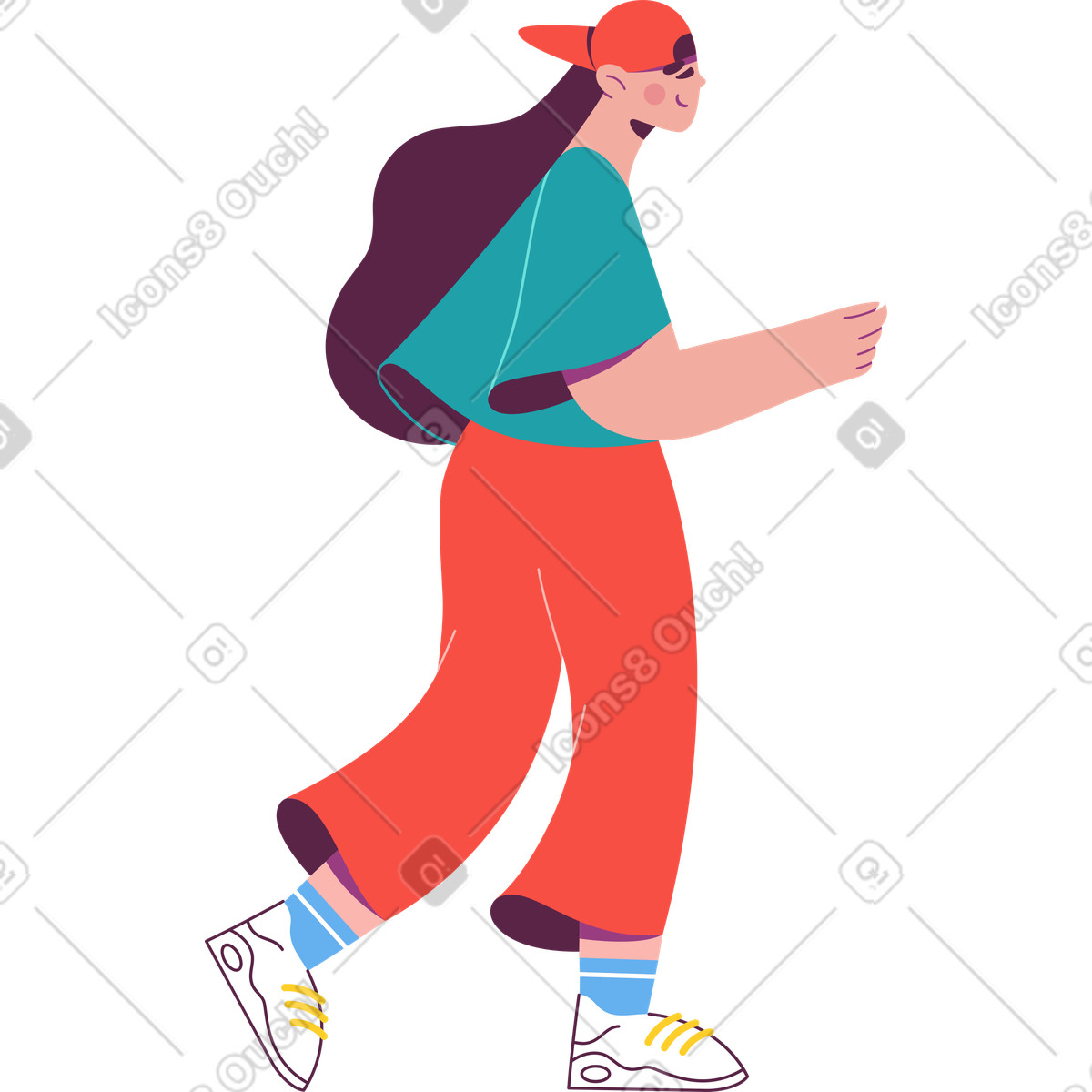 Teenager woman in a cap illustration Sammy style download PNG, SVG