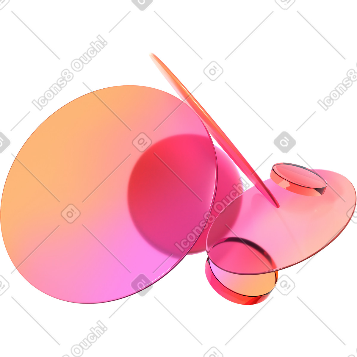 Composizione geometrica di forme vetro traslucido illustrazione in stile 3D Glassy scarica in PNG, SVG