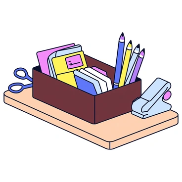 A leather desk organizer holding pens, notes, and other office supplies on a desk.