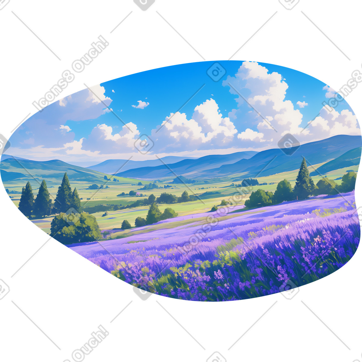 Lavender field background illustration in PNG, SVG