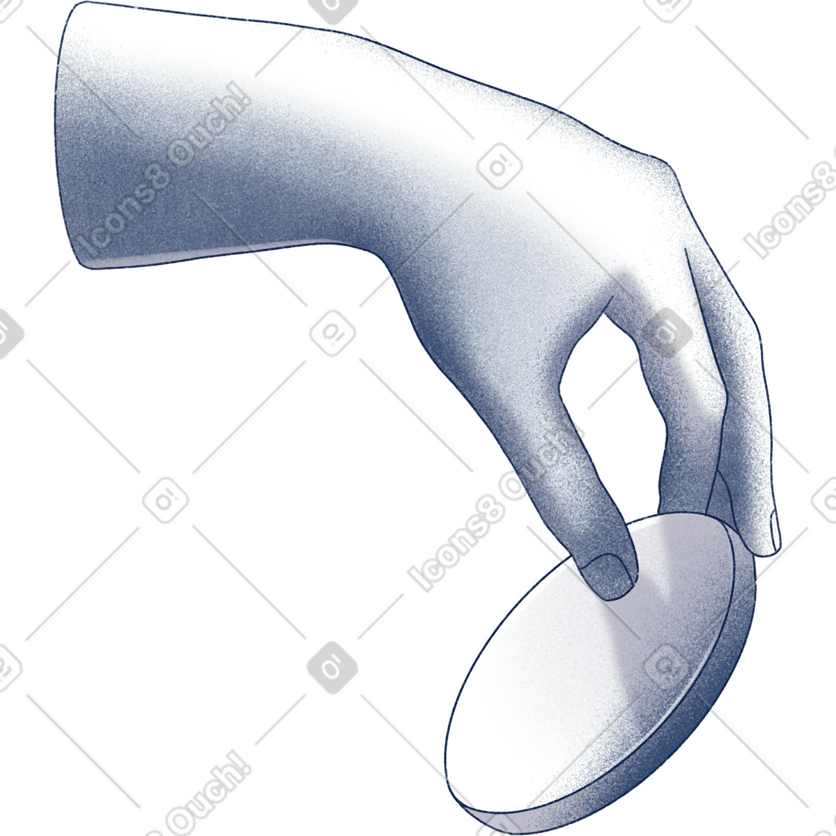 下载 Haze 风格的 Hand holding a coin 插画，支持 PNG、SVG 格式