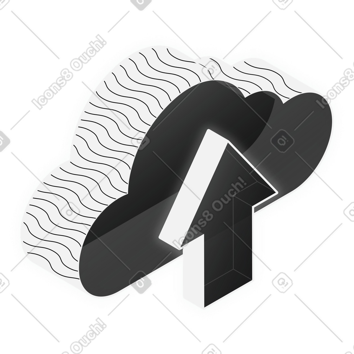 Cloud Upload, Data Transfer, File Management illustration in Inverse style download in PNG, SVG