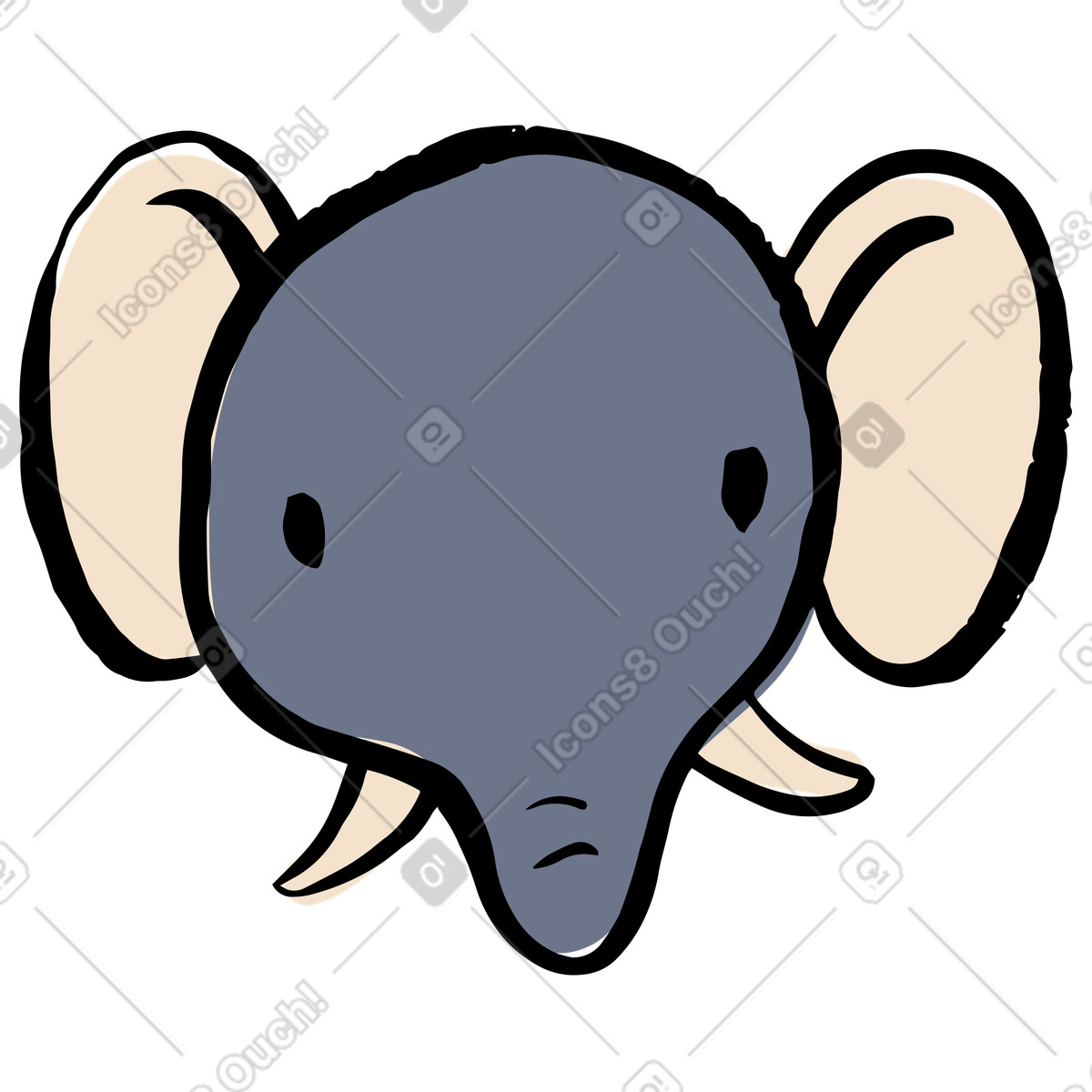 Ilustración Cabeza de elefante en estilo Scandi a descargar en PNG y SVG