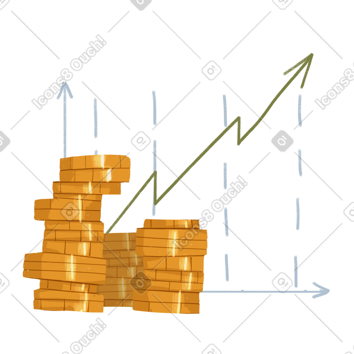 Grafico che mostra la crescita finanziaria illustrazione in stile Lumiere scarica in PNG, SVG