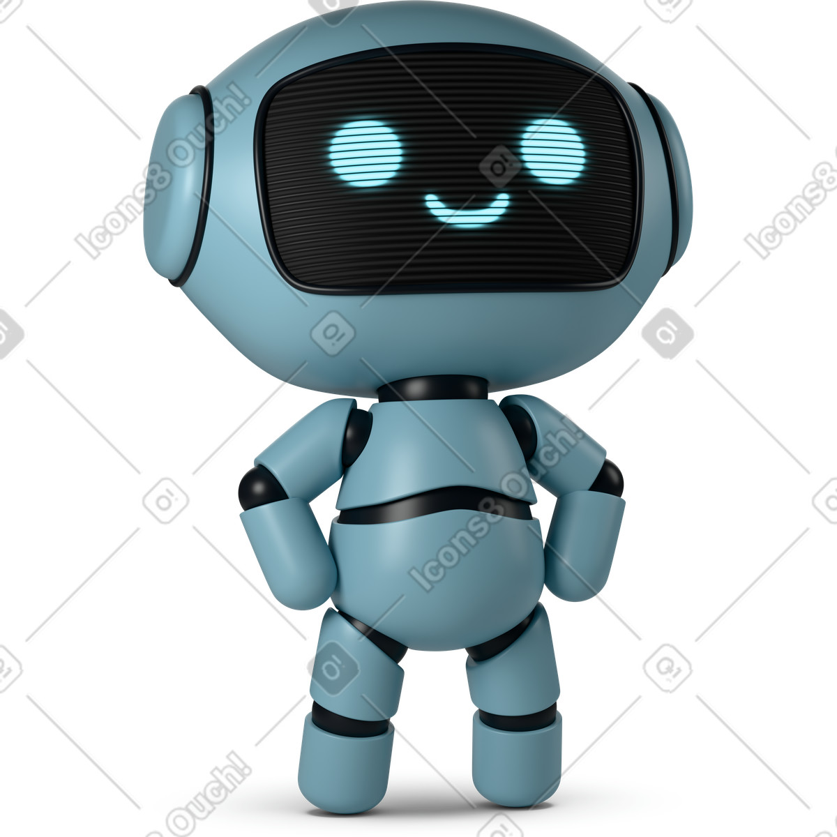 Ilustración Cute robot in hero pose en estilo 3D Casual life a descargar en PNG y SVG