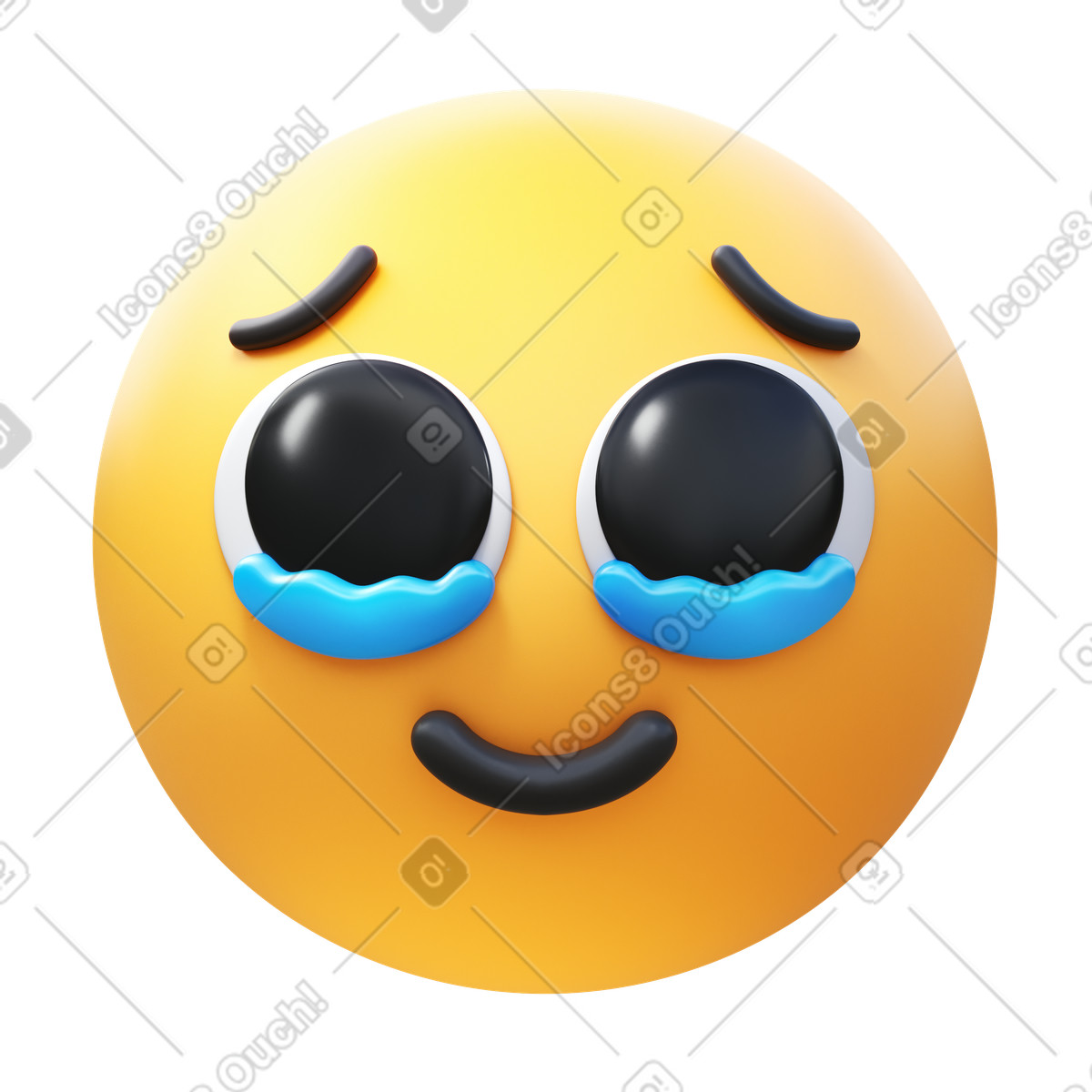 3D Fluency 스타일의 Face holding back tears 일러스트레이션 PNG, SVG 다운로드