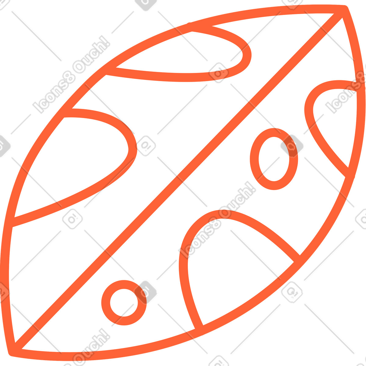 Ilustração de White leaf with spots and red outline em no estilo Crayon para baixar em PNG, SVG
