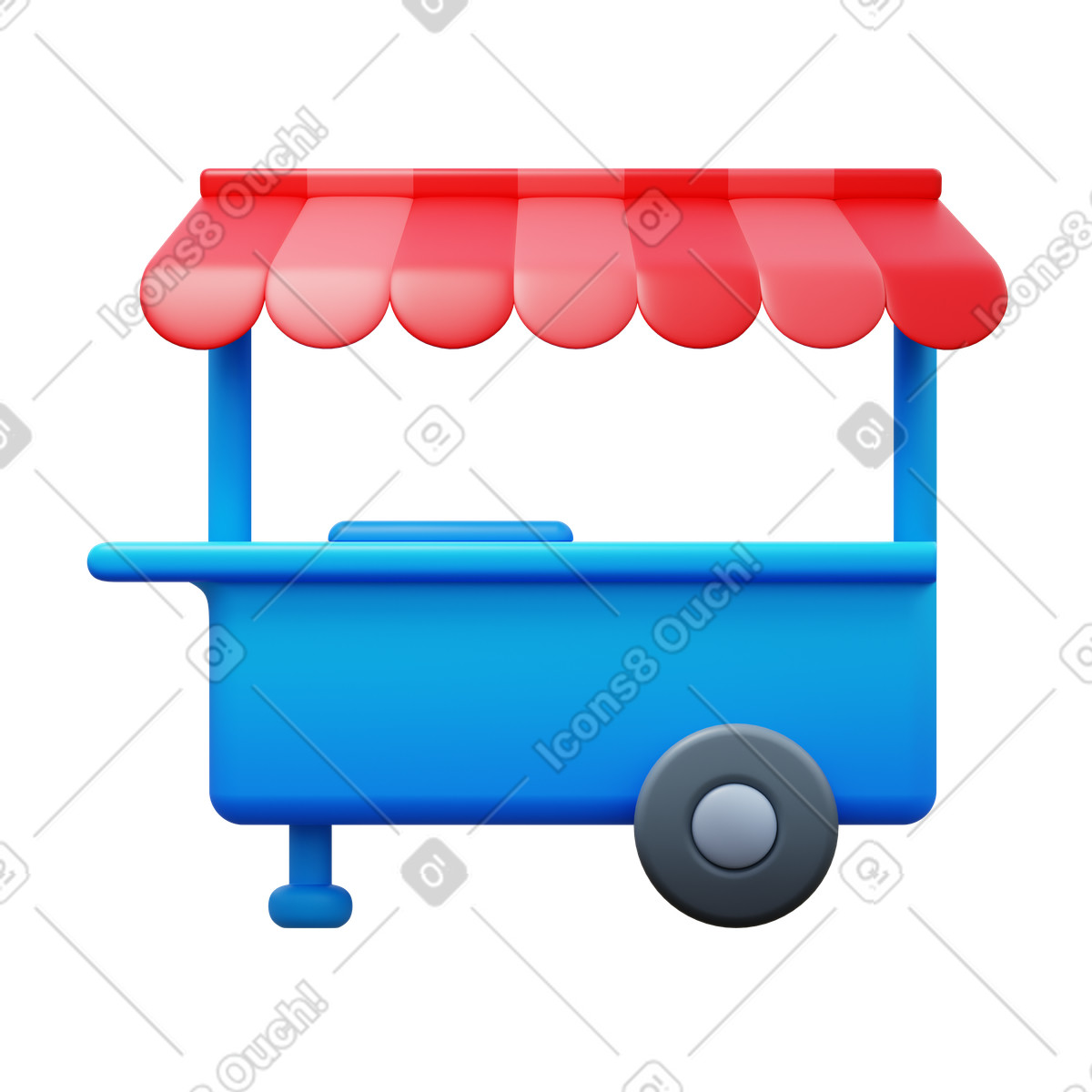Food cart illustrazione in stile 3D Fluency scarica in PNG, SVG
