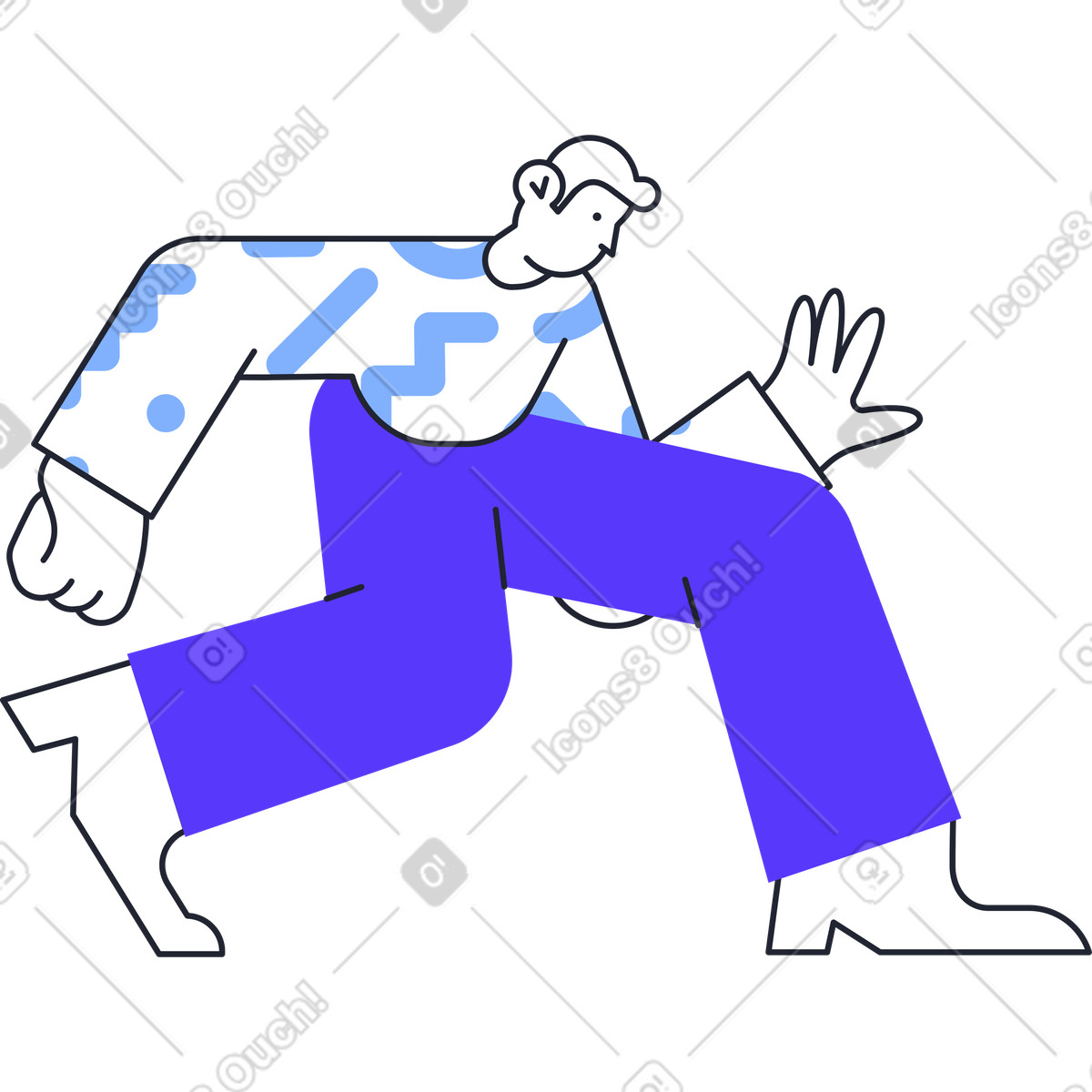 Ilustración Hombre caminando en estilo Pablita a descargar en PNG y SVG