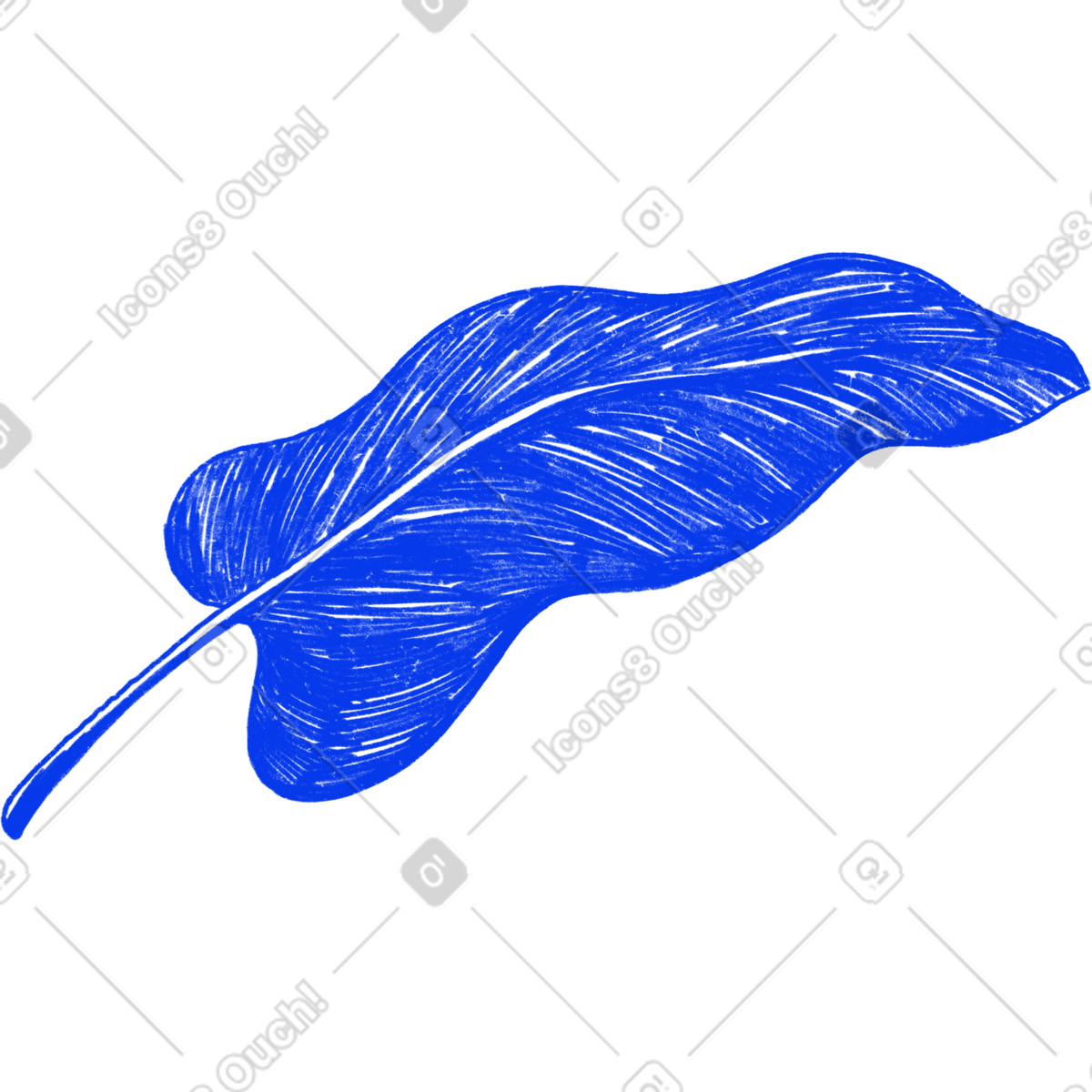 Blue leaf plant illustration in Biro style download in PNG, SVG
