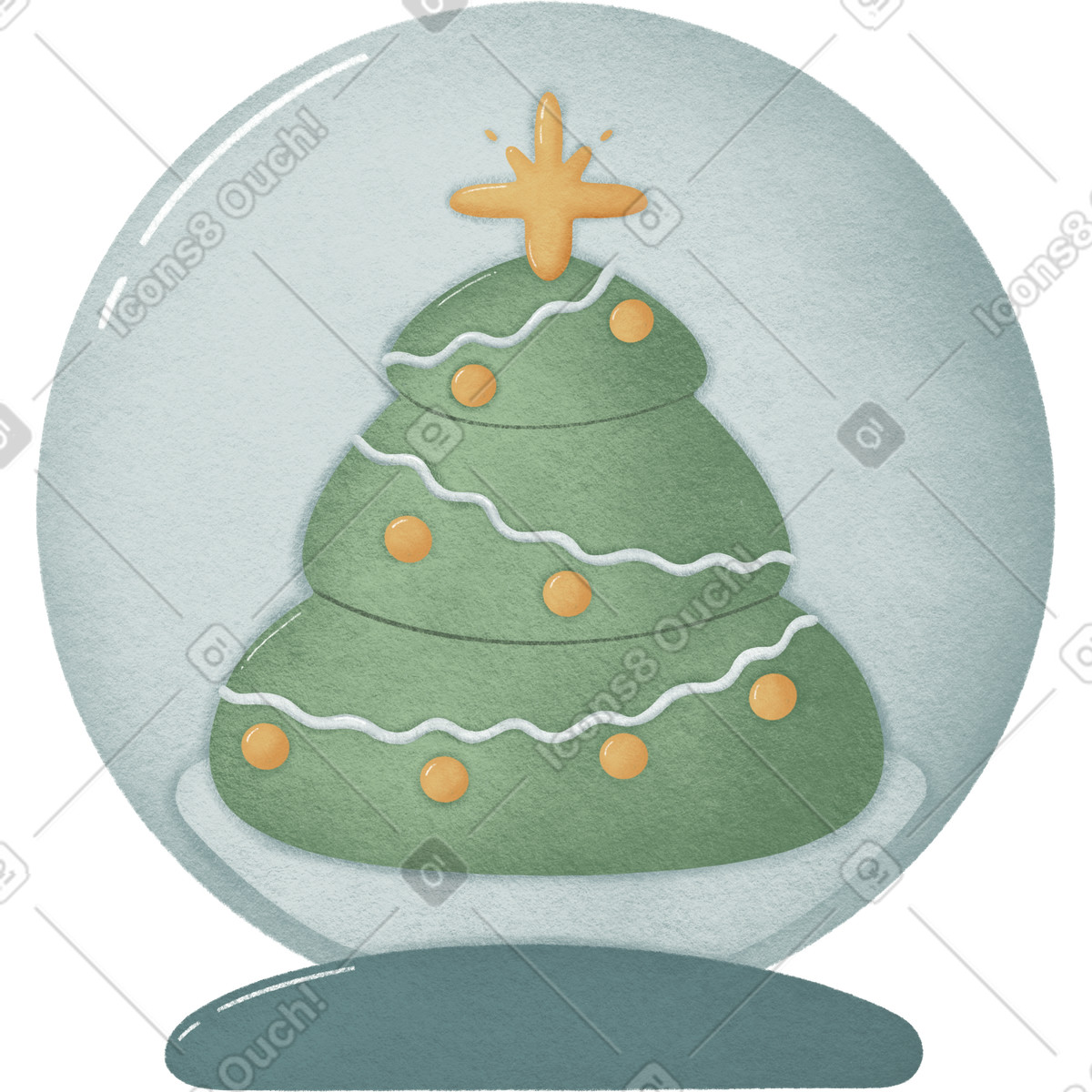 Weihnachtsschneekugel mit weihnachtsbaum-Illustration im Woolly-Stil als Download in PNG, SVG