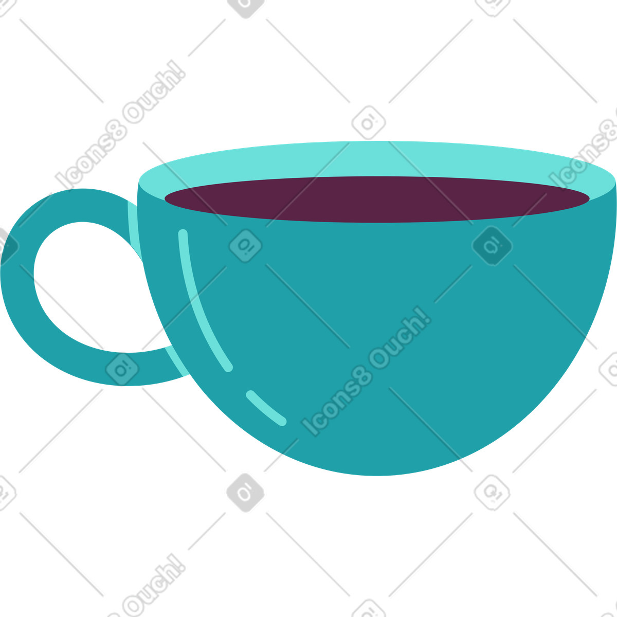 Tazza verde con manico illustrazione in stile Sammy scarica in PNG, SVG