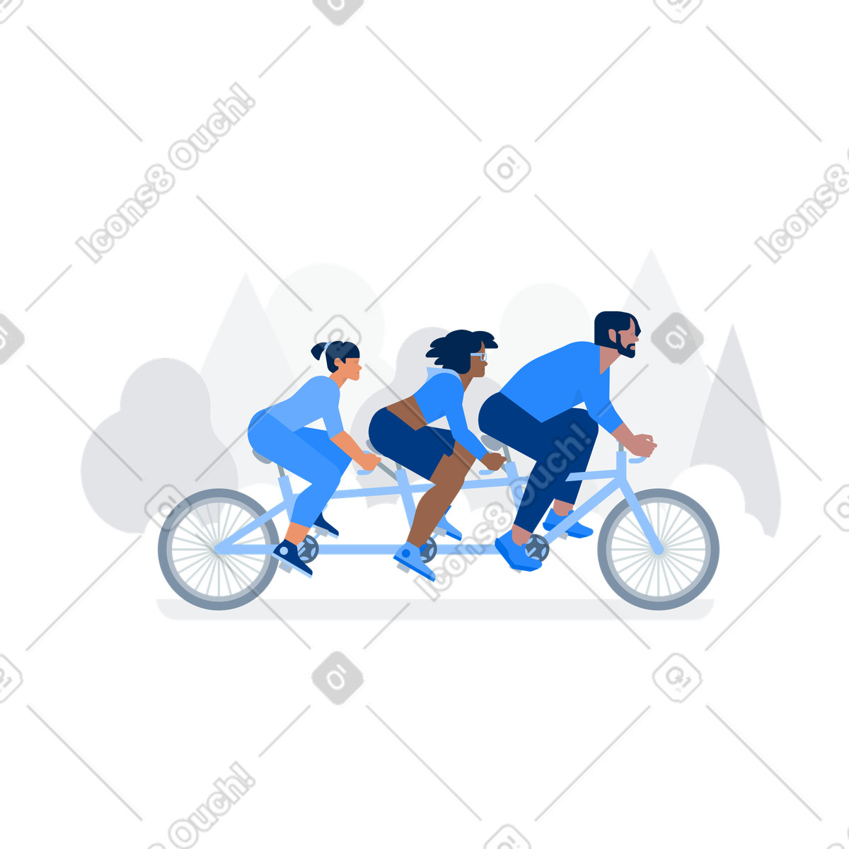下载 Urban 风格的 Groupe 骑双人自行车 插画，支持 PNG、SVG 格式