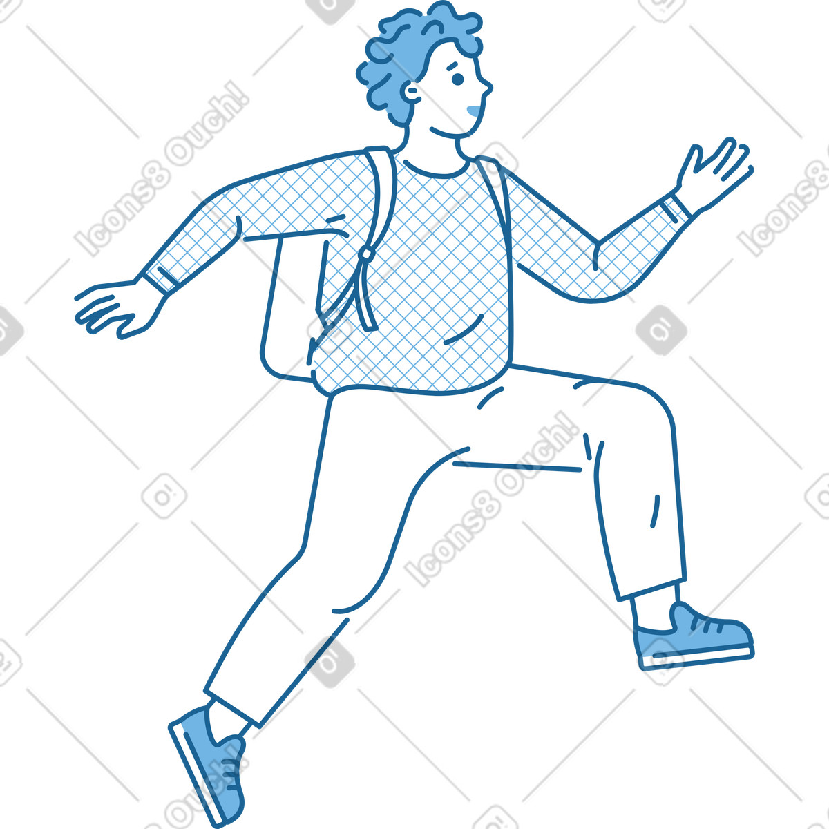 Laufender mann mit rucksack-Illustration im Natty-Stil als Download in PNG, SVG