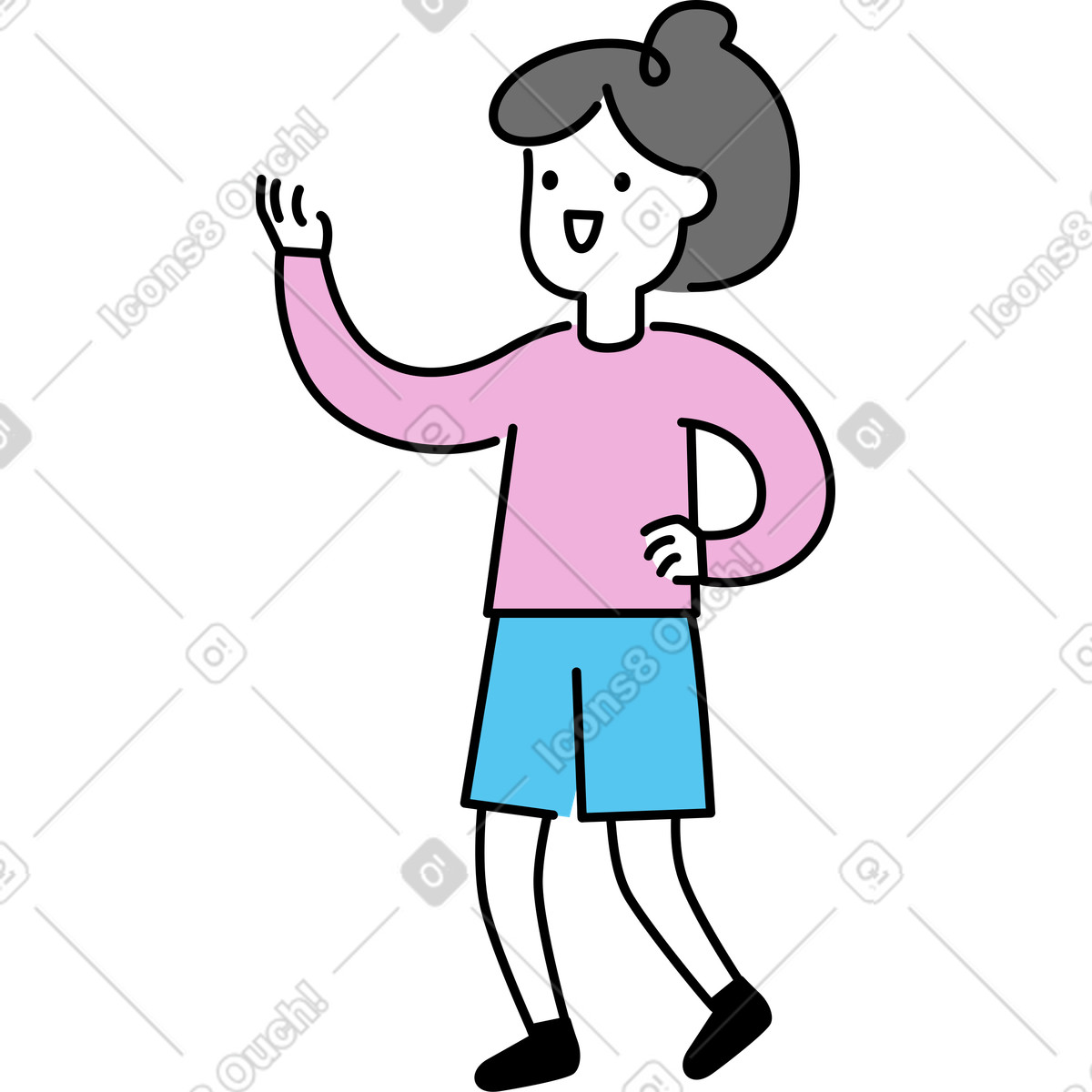 Frau mit ausgestrecktem arm-Illustration im Mochi-Stil als Download in PNG, SVG