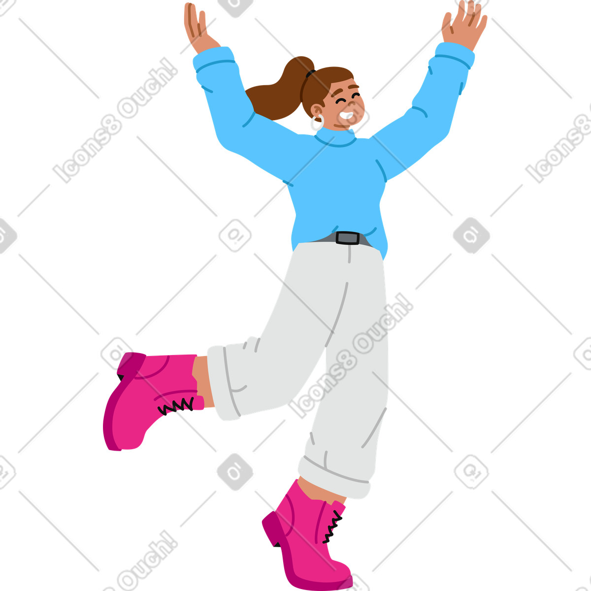 下载 Active 风格的 年轻女子跳跃 插画，支持 PNG、SVG 格式