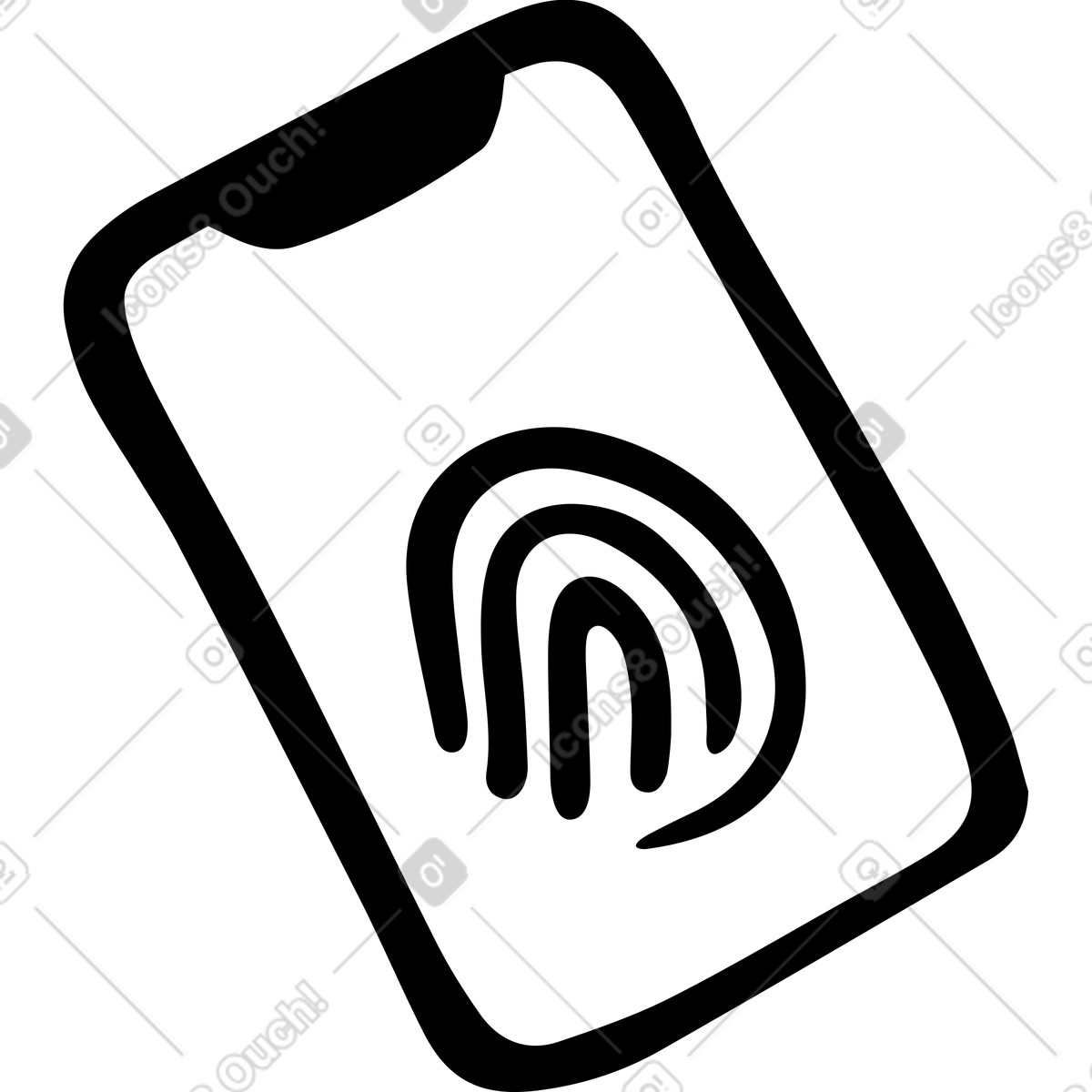 Ilustración Teléfono con huella digital en estilo Journal a descargar en PNG y SVG