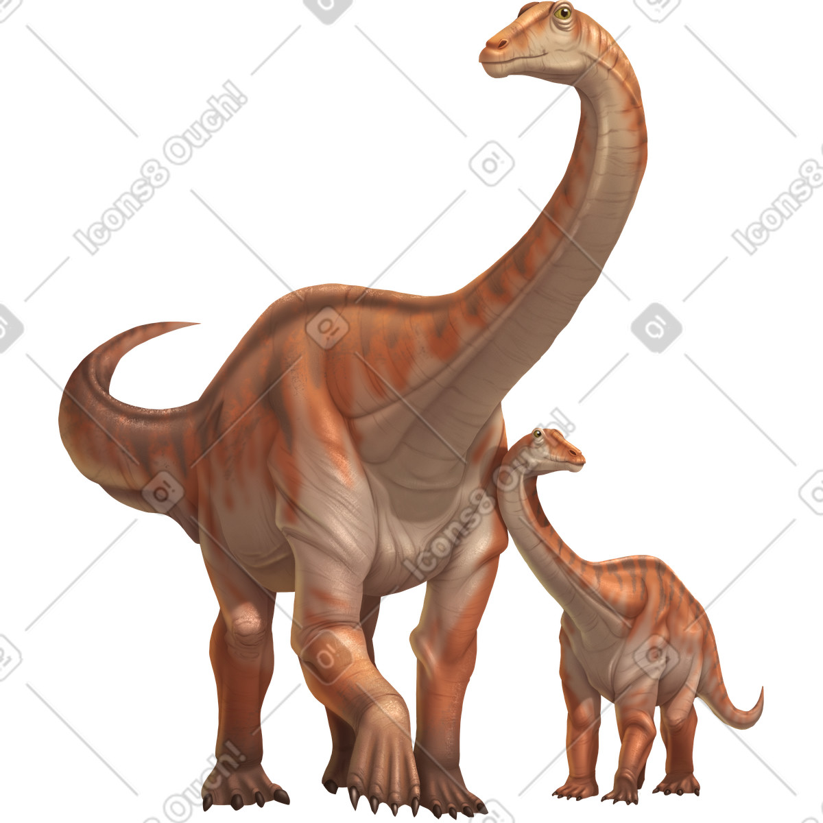 Diplodocuses illustration in Props style download in PNG, SVG