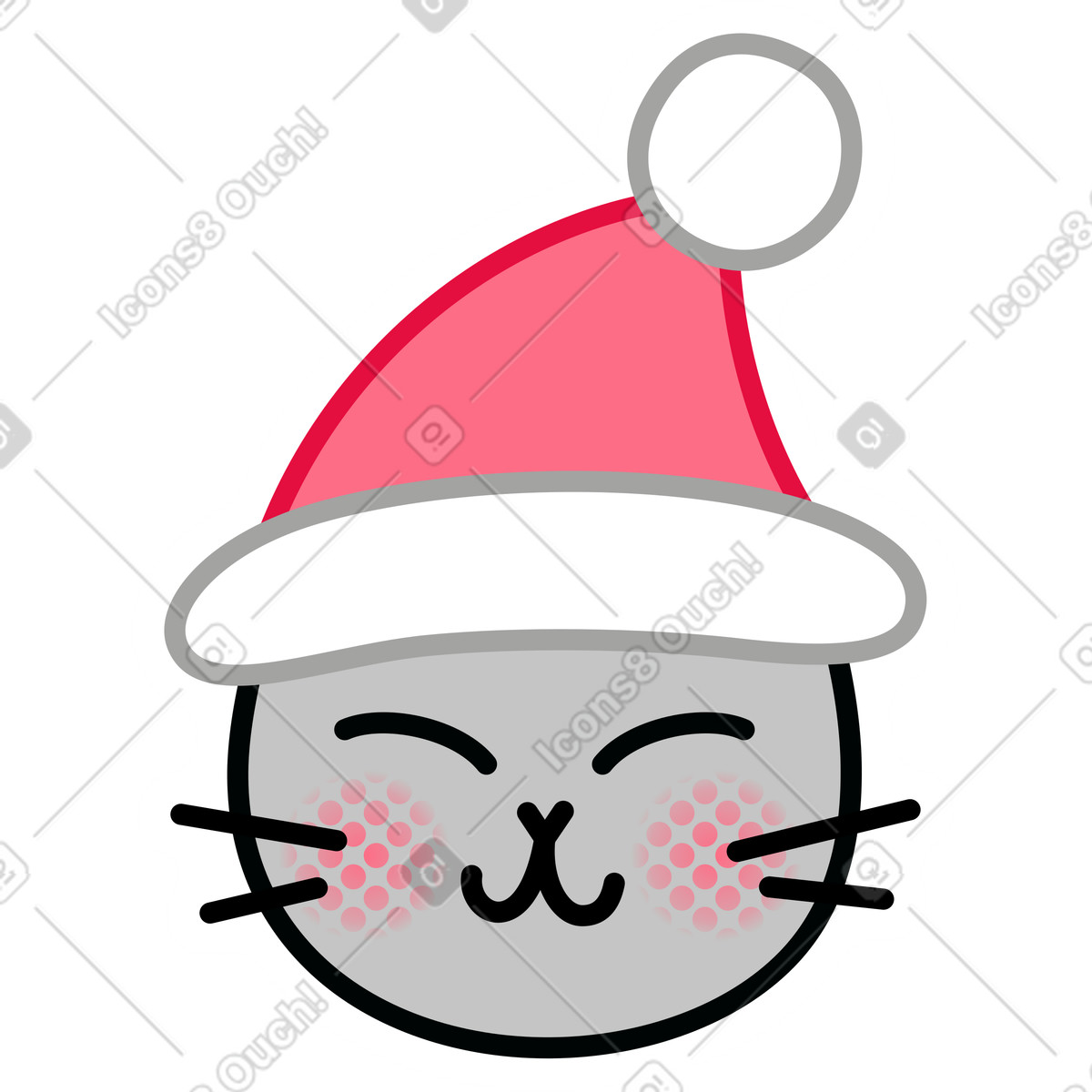 Purrfect 스타일의 크리스마스 모자를 쓴 고양이 일러스트레이션 PNG, SVG 다운로드