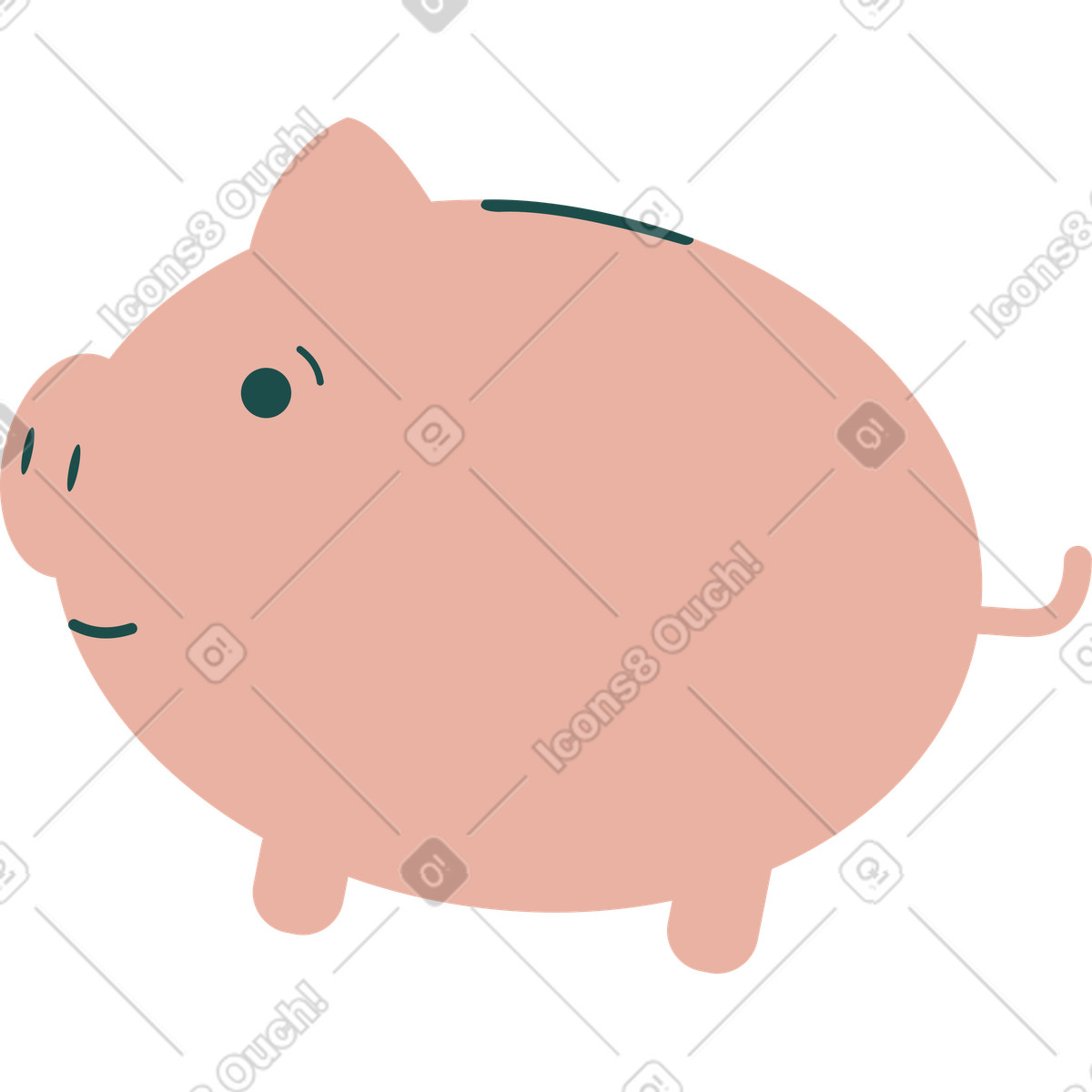 Ilustração de Cofrinho rosa em no estilo Kiddo para baixar em PNG, SVG