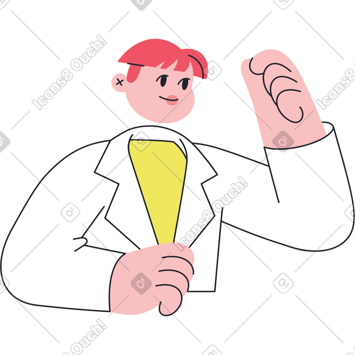 Ilustración Científico sosteniendo algo en su mano estilo Boba a descargar PNG y SVG