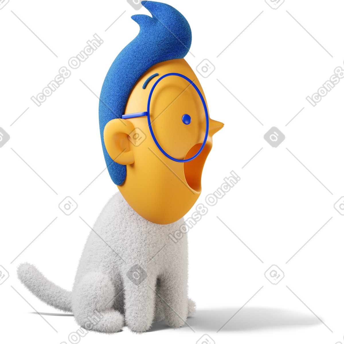 Junge mit offenem mund, der nach rechts schaut-Illustration im 3D Buddy-Stil als Download in PNG, SVG