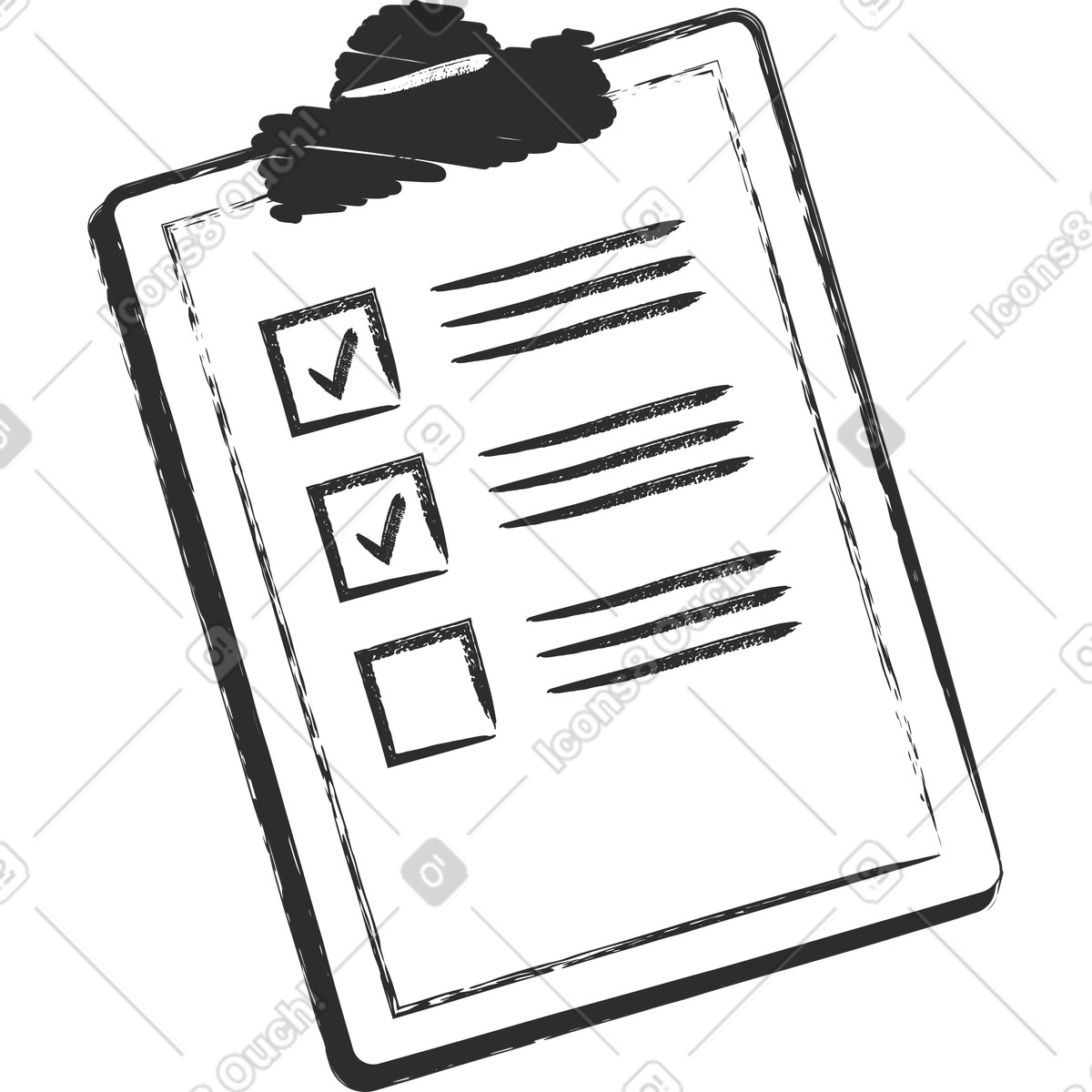 Tablet with checklist illustration in Graphite style download in PNG, SVG