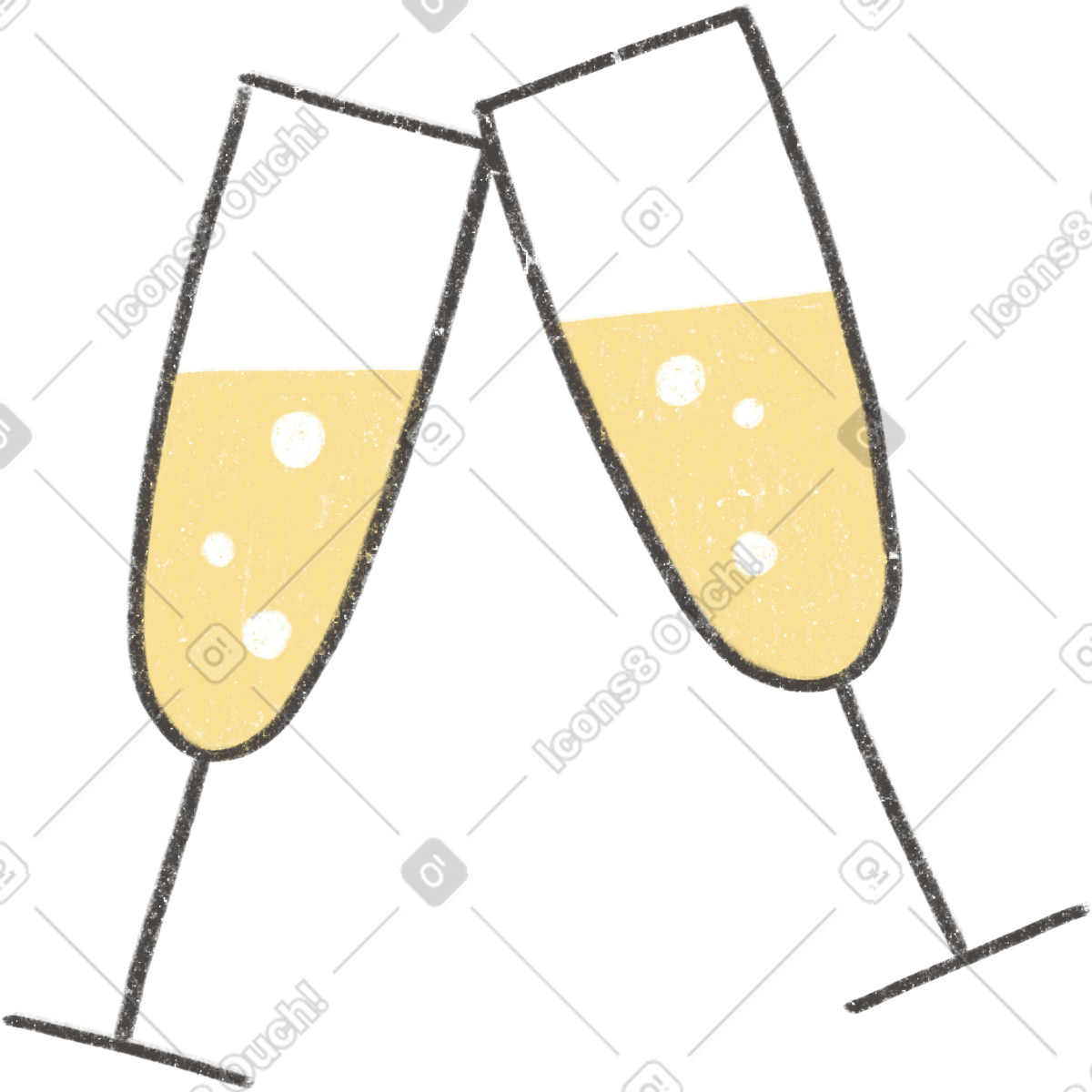 Experimental スタイルの Champagne glasses のイラストをPNG、SVG形式でダウンロード