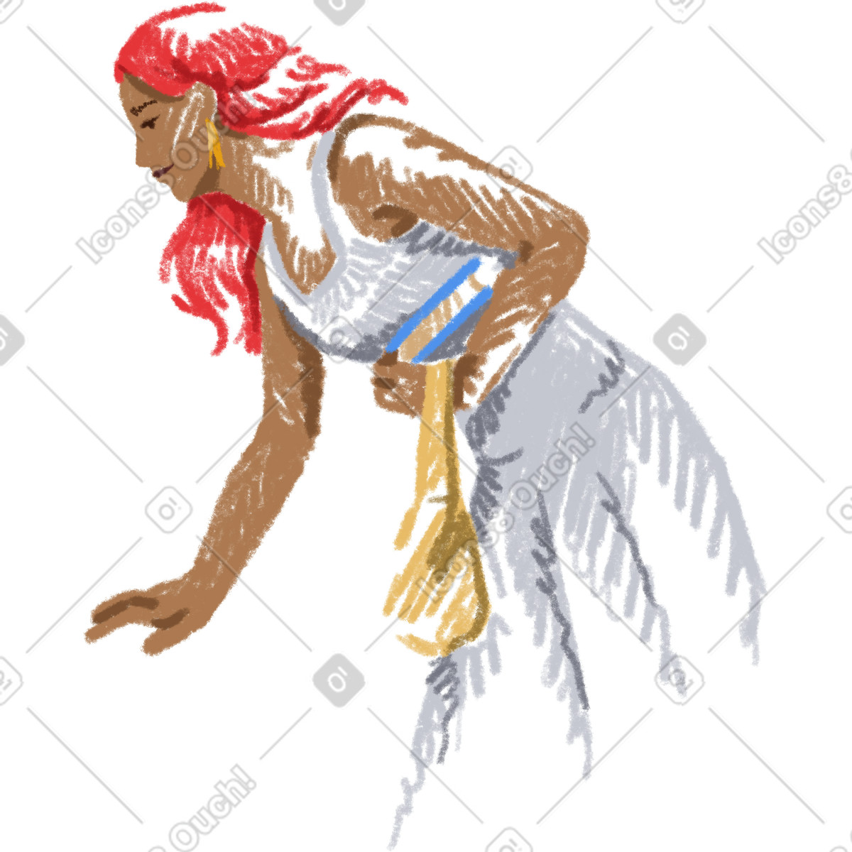 Ilustração de Young woman with a purse and book em no estilo Sketchbook para baixar em PNG, SVG