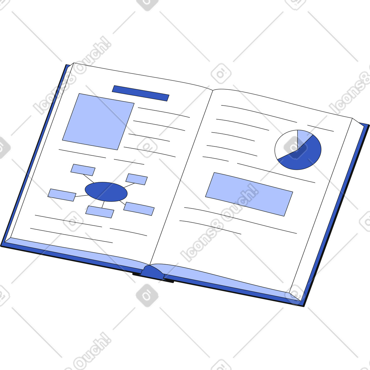 Open textbook illustration in Techny style download in PNG, SVG