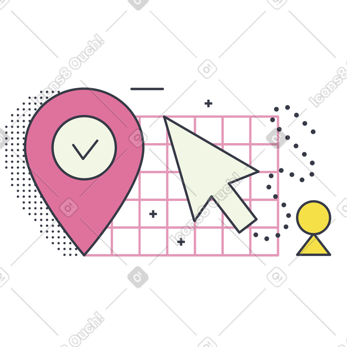 Illustration Sélection d'un point géographique sur une carte numérique dans le style Abstract à télécharger aux formats PNG, SVG