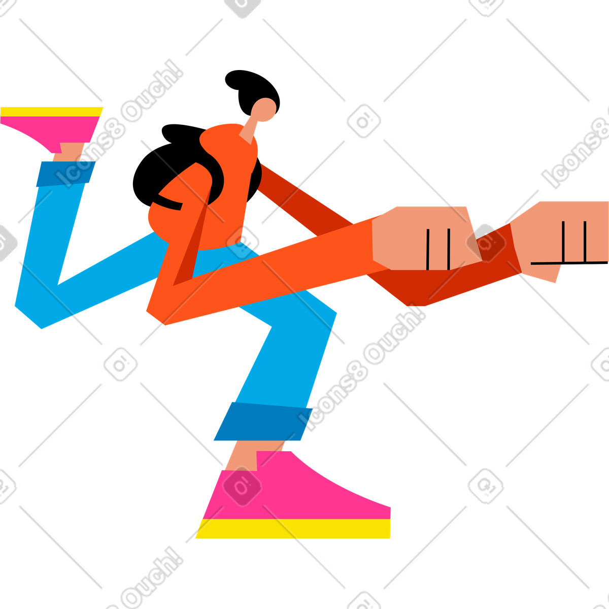 Ilustración Hombre que corre en estilo Warp a descargar en PNG y SVG