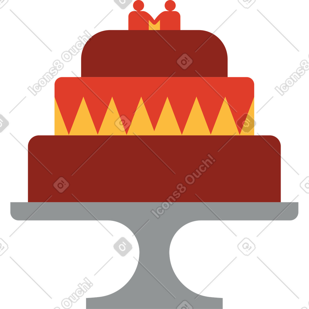 Torta nuziale illustrazione in stile Burgundy scarica in PNG, SVG