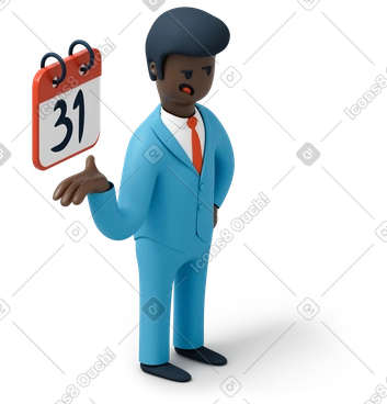 Black office worker with deadline reminder PNG, SVG